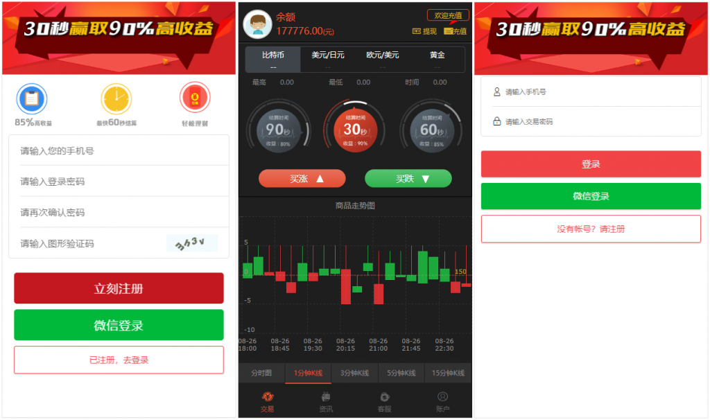 【独家首发】最新更新第一版二开微交易时间盘+新版时间盘+金属时间盘 +财经资讯+带微信登录